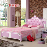 儿童床女孩床单人床1.2米小孩床高箱床儿童家具1.5米粉色公主床