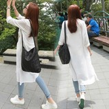 2016夏季新款薄款开衫防晒衣女韩版中长款长袖空调衫学院风白外套