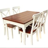 美式乡村全实木餐桌椅组合中小户型饭桌4-6人长方形餐桌实木家具