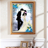 钻石画新款蓝色浪漫情侣婚礼系列卧室装饰画满钻粘贴十字绣半成品