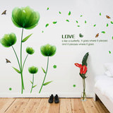 绿色梦幻花墙贴纸卧室浪漫床头小清新贴画客厅电视背景墙装饰壁纸