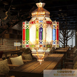 阿拉伯铜吊灯漫咖啡吊灯全铜吊灯创意装饰彩色大吊灯楼梯客厅吊灯