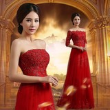 结婚礼服新娘2016夏新款连衣裙红色蕾丝敬酒服高贵礼服长款LF8011