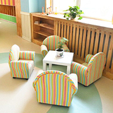 幼教田园风格儿童沙发宝宝布艺单人幼儿园组合沙发椅可爱卡通条纹