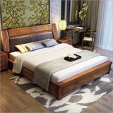 2016新款全实木床双人大床1.8米1.5米橡木床雕花真皮软靠奢华婚床
