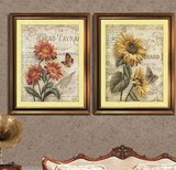 美式乡村装饰画 花卉卧室挂画 餐厅有框画 向日葵壁画原版进口