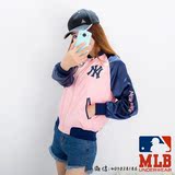 春秋薄款MLB棒球服NY女粉色刺绣棒球 夹克休闲学生运动短款外套女