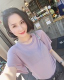 HUA 韩国代购 特别显白的甜美感粉紫色柔滑T恤