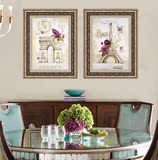 美式复古花卉装饰画餐厅卧室玄关欧式简欧新古典有框组合竖幅挂画