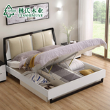 林氏木业现代板式床小户型气动高箱1.5米储物床1.8收纳家具BI3A-C