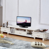 欧式实木现代简约电视柜美式客厅茶几组合影视柜小户型可伸缩地柜
