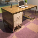 简约不锈钢书桌 时尚卧室电脑桌办公 台式家用书台 主管桌 1.5米