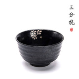 三分烧樱花复古米饭碗家用反口碗汤碗罗纹深碗日式陶瓷日韩餐具