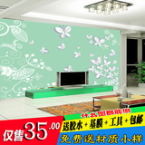 3D春天花开电视背景墙绿色环保无缝壁画现代简约整张素色蝴蝶壁纸