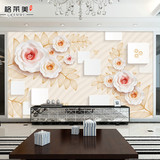3D立体玉雕玫瑰墙纸客厅电视背景墙壁纸现代简约浮雕花卉大型壁画