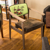 欧式实木餐椅复古靠背椅扶手椅休闲咖啡椅洽谈书桌椅化妆美甲椅子
