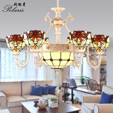 欧式田园吊灯 波西米亚风格客厅卧室灯具温馨彩色玻璃LED餐厅灯饰