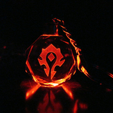 魔兽世界周边水晶钥匙扣WOW联盟部落LOGO标志LED灯七彩挂件可定制