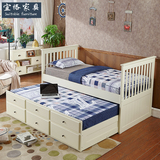 美式实木床儿童床男女孩带抽屉储物单人床白色小孩床卧室儿童家具
