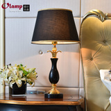 奥朗黑色台灯欧式创意卧室 客厅书房床头灯 别墅酒店宾馆云石台灯