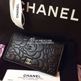 法国代购 Chanel 香奈儿 山茶花 黑色 长款钱包 国内现货