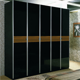包邮北欧挪亚家风格宜家现代简约板式黑色玻璃衣柜定制衣橱衣帽间