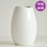 【天天特价】时尚白瓷花瓶 新房样板房高档现代简约陶瓷摆件花器