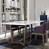 餐桌椅组合 现代简约实木天然大理石椭圆形饭桌台 北京博洛尼家具