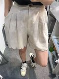 2016夏季 韩国代购东大门实拍正品纯色百搭花边休闲短裤女