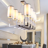 简约现代不锈钢吊灯 K9水晶灯 长方形餐吊LED节能餐厅吊灯具灯饰