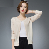 2016夏季新款韩版针织衫女开衫薄外套 桑蚕丝短款外搭防晒空调衫
