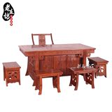 【老友坊】非洲花梨木将军茶桌组合 中式红木家具 仿古实木茶台