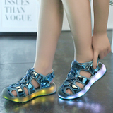 儿童发光鞋椰子灯鞋男女童led带灯鞋USB充电闪灯鞋透气飞织鞋韩潮