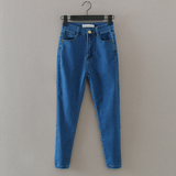 B57-4 美国单 夏季新款简约纯色高腰显瘦修身女小脚九分裤牛仔裤
