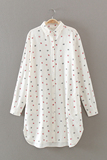 B19-3 日本单 春季新款百搭卡通图案翻领中长款长袖女式衬衫衬衣
