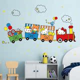 KT猫卧室儿童房背景墙壁幼儿园卡通动漫贴画 kitty创意装饰墙贴纸