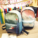 16新款韩版双肩包女潮中学生书包优质涂料帆布包女学院风旅行背包