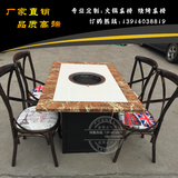 大理石木炭烤肉桌韩式自助烧烤桌无烟火锅桌椅可定制