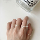 韩国韩版明星同款S925纯银尾戒单款光面简约线条细戒指指环女