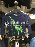 HM H&M专柜正品代购 男童宝宝个性恐龙字母印花长袖T恤