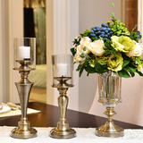 新古典欧式美式样板间家具摆设餐桌摆件浪漫烛光晚餐客厅古铜烛台