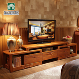 实木电视柜 现代中式客厅卧室地柜储物柜 可伸缩电视柜低柜收纳柜