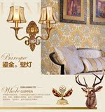 简约双头全铜欧式壁灯客厅卧室床头灯美式过道楼道走廊阳台壁灯