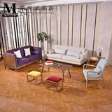 现代中式沙发酒店工程家具北欧风格沙发布艺沙发实木框架特价包邮