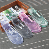 夏季人字拖女士果冻透明沙滩鞋防滑水晶韩版浴室拖鞋塑料凉拖包邮