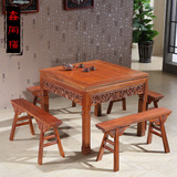红木餐桌八仙桌 花梨木方桌子 明清中式全实木餐桌椅组合餐厅家具
