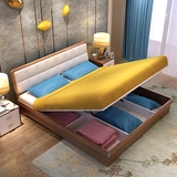 板式床 双人床简约现代1.8米/1.5米高箱储物床气动收纳地暖床特价