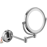 绿意感应化妆镜浴室带LED灯伸缩镜梳妆镜壁挂双面镜折叠美容镜