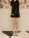 5折 香港代购 Juicy Couture 16夏 时尚带钻短袖短裤运动套装