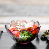 樱花小碗 玻璃碗水果粉色点心碗创意彩色甜品碗小号沙拉碗